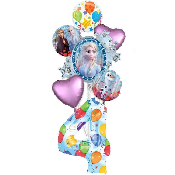 Frozen 2 Party Supplies 4th Birthday Elsa, Anna and Olaf Balloon Bouquet Decorations
