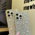 thumbnail image 4 of Electroplating luxury flower phone case, trendy and lightweight luxury, creative, drop-proof all-inclusive protection for iPhone 15 14 13 12 11 Pro Max Phone Case (Silver,iPhone 15 Pro Max), 4 of 8