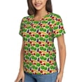thumbnail image 5 of Yiaed Vegetable Print Women's T Shirt V-Neck Short Sleeve Shirt Casual Breathable Tee Summer Tops-Small, 5 of 5