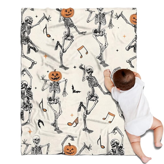 Halloween Dancing Skeletons Blanket,Comfortable Soft Flannel Throw Blanket,All Season,Warm Lightweight Blankets for Sofa Bed Couch Living Room Chair,30"x40"