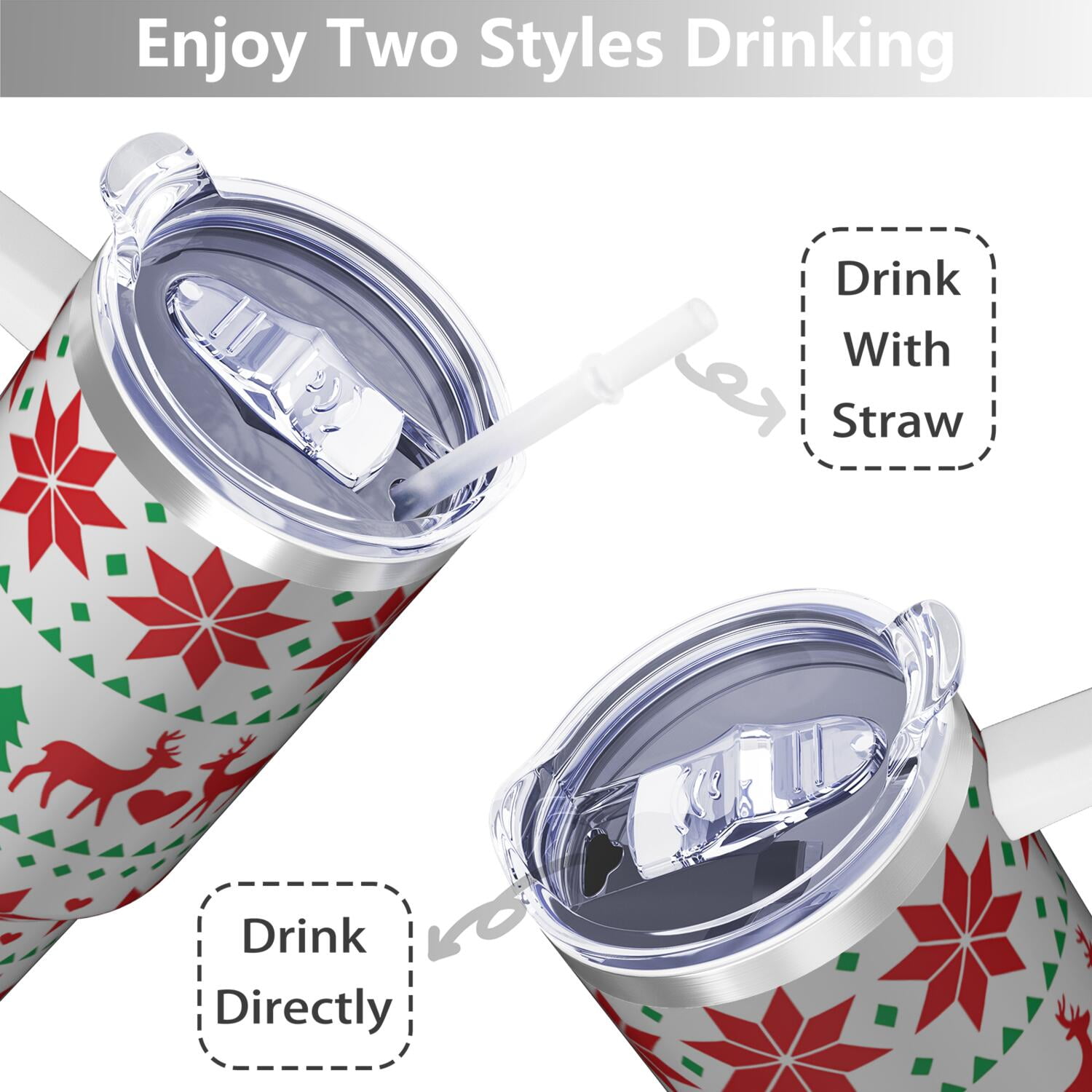 1pc 40 oz Christmas Tumbler with Lid and Straw Stainless steel Insulated tumblers Cute water bottle Travel/Gym coffee tumbler Gifts for Women/men