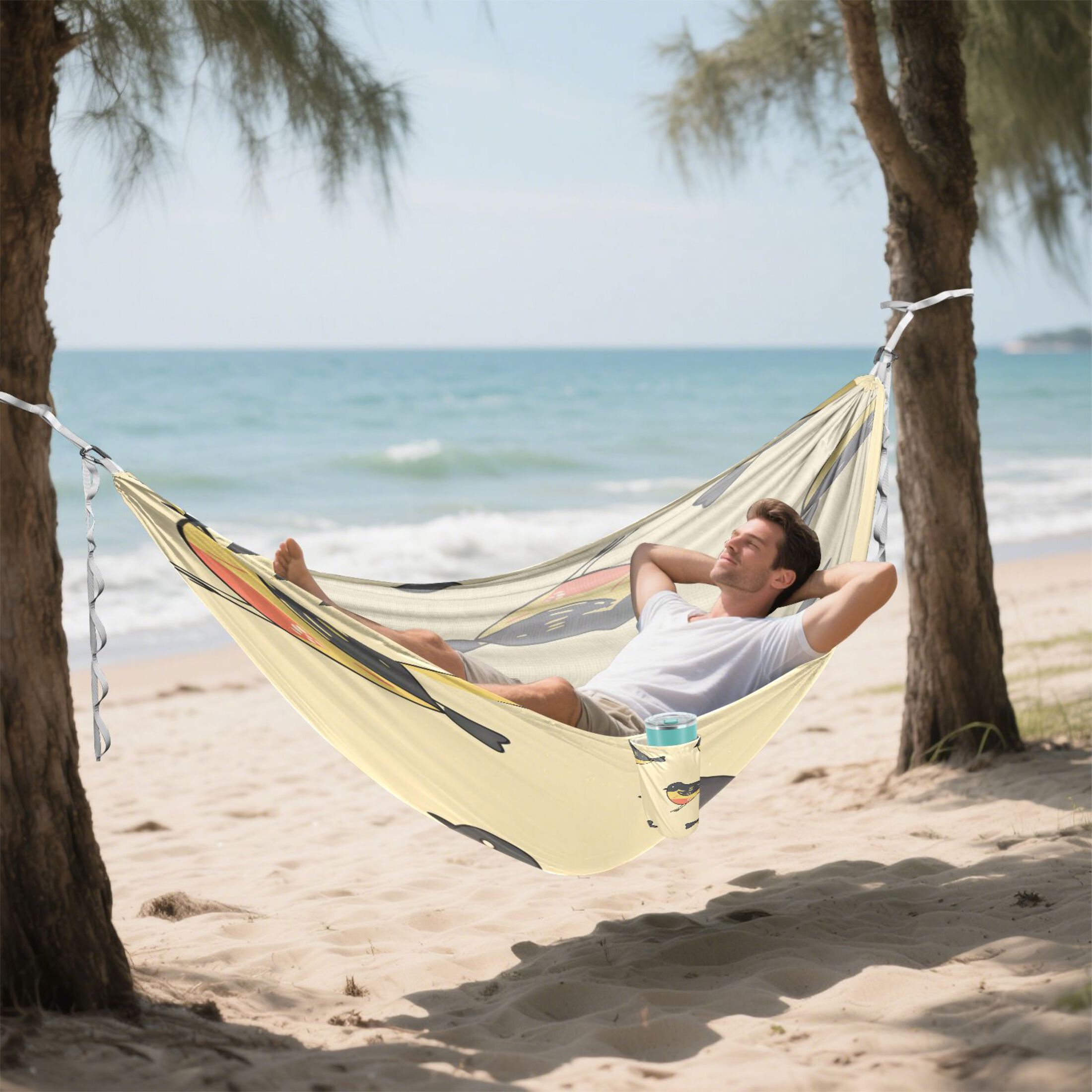 Hammock Camping Hammock Nylon Portable Hammock Travel Camping Hammock Black-yellow Bird