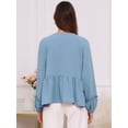 thumbnail image 4 of DARING DIVA Women's Maternity Empire Waist Babydoll Lantern Sleeve Blouse L Blue, 4 of 8
