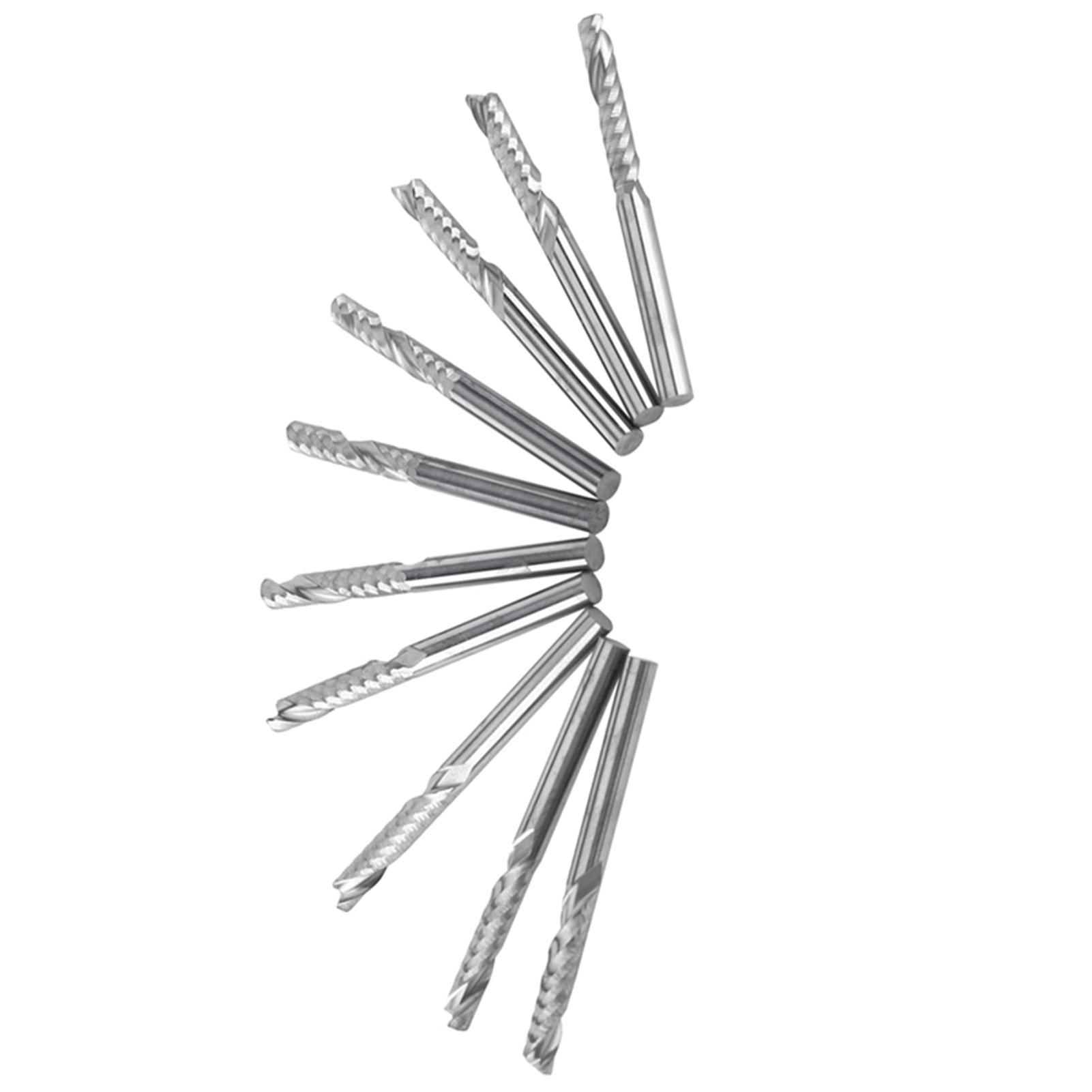 10pcs Single Flute End Mill Cutter CNC Tool Bits 3.175mm Diameter 22mm Cutting Edge Length