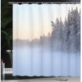 thumbnail image 4 of Ambesonne Winter Shower Curtain, Frozen Lake in Woods, 69"Wx75"L, White Green, 4 of 5
