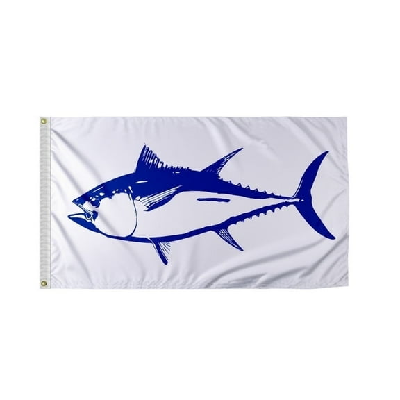 Promo Patriot's Tuna Novelty Boat Flag - 12x18 Inch, Double Sided 200D Nylon, Brass Grommets