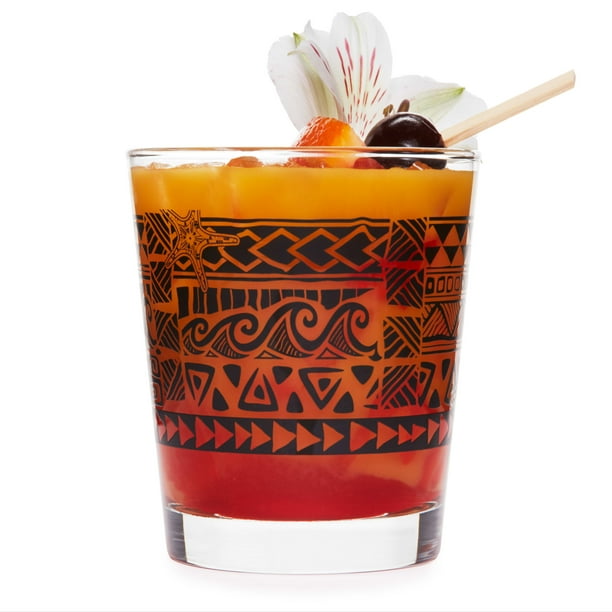 Libbey Tiki Kahiko Rocks Glass, Black, Set of 4