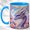 Blue, variant on Floral Dragon Coffee Mug, Rose Fantasy Mug, Ceramic 11 oz