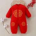 thumbnail image 3 of Otqutp Kids Sweet Bodysuit Unisex Baby Spring Festival Cotton Print Autumn Long Sleeve Romper Jumpsuit Clothes New Year Outfits(a-A,0-3 Months, 3 of 3