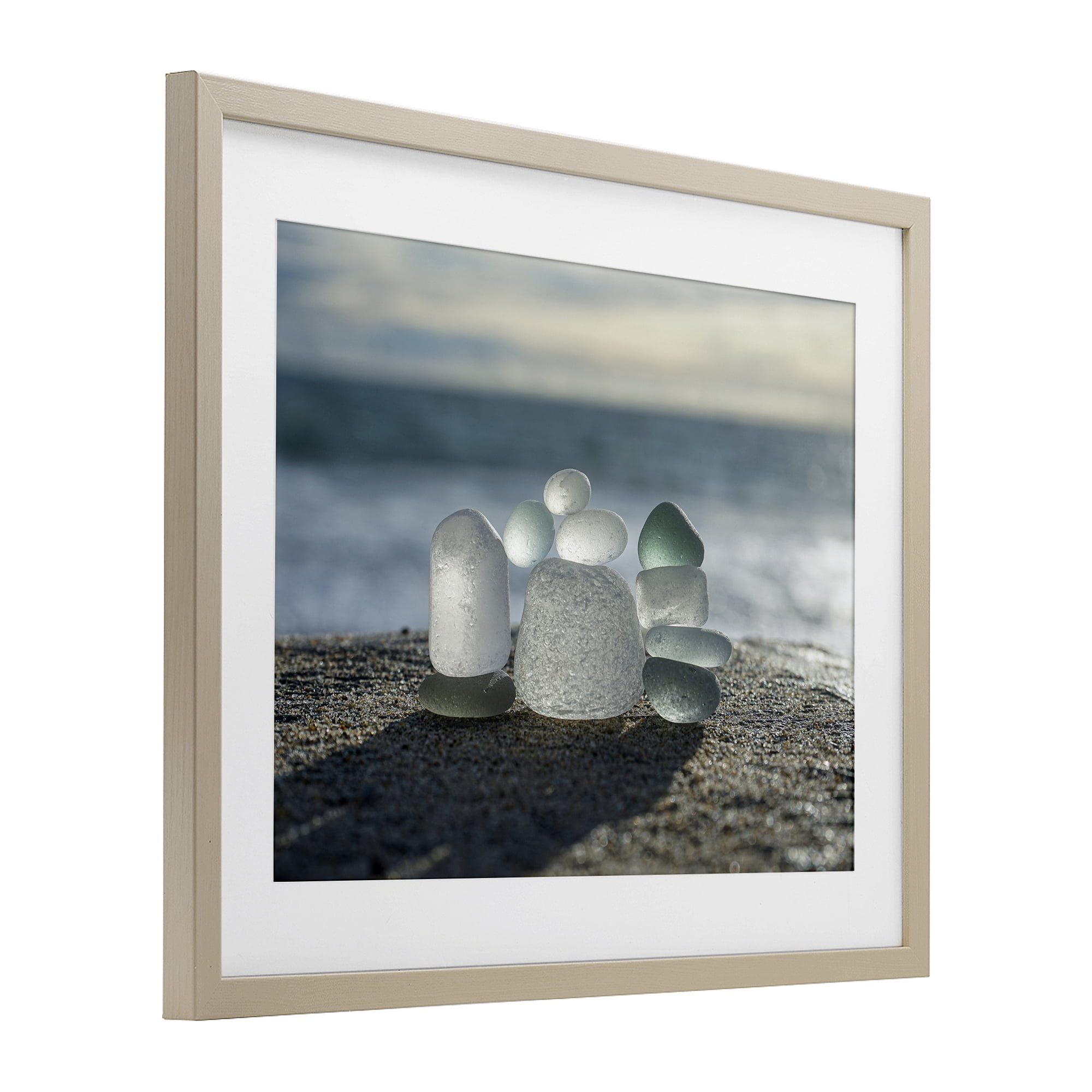 Stupell Industries Balancing Sea Glass Pebbles Birch Framed Print Under Glass, design by LMarie Allen