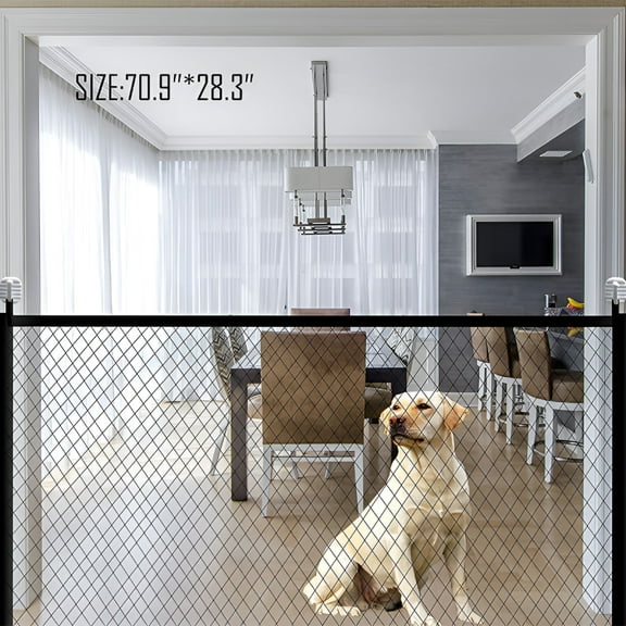 LAMIRO Gate For Dogs Folding Mesh Gate Indoor And Outdoor