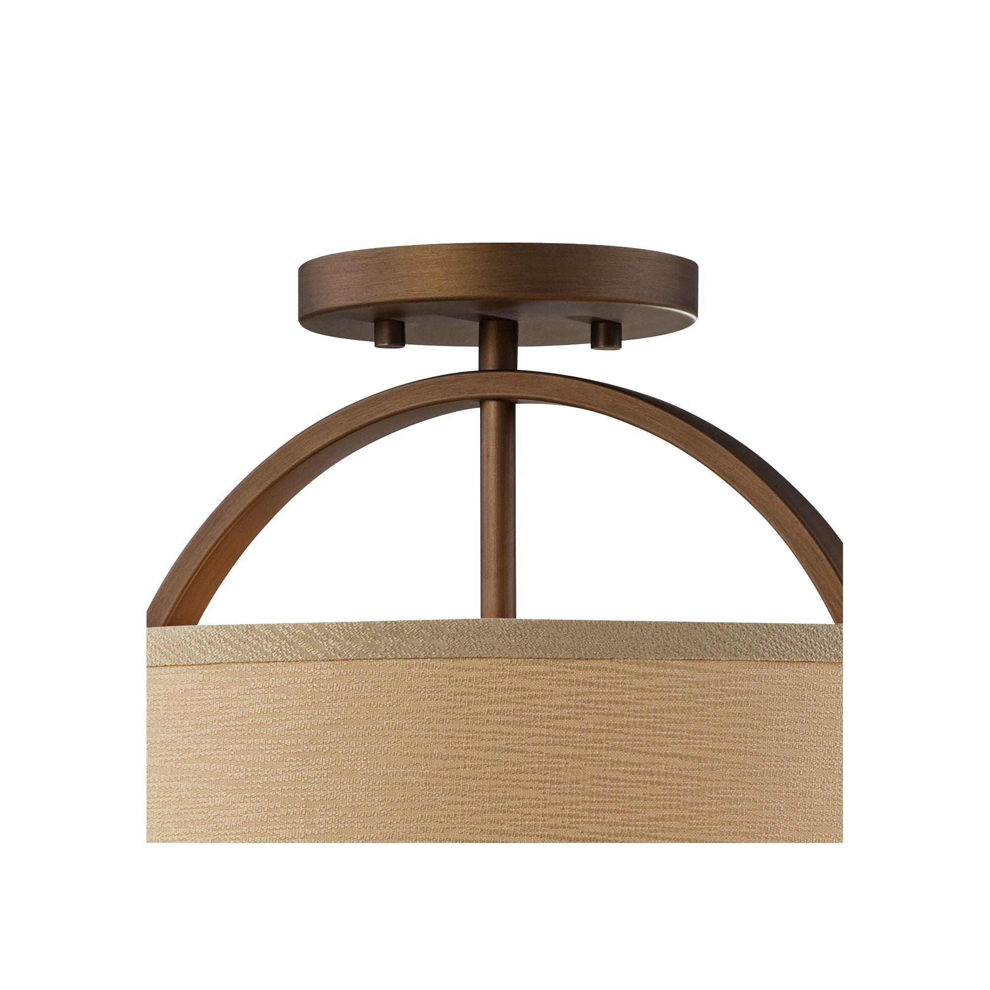 Possini Euro Design Halsted Modern Ceiling Light Semi Flush Mount Fixture 15" Wide Brushed Bronze 2-Light Oatmeal Linen Drum for Bedroom Living Room