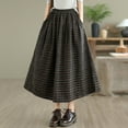 thumbnail image 2 of Giftesty Women's Autumn Winter Wool Blend Plaid Elastic High Waist A-Line Midi Skirt for Daily Casual Wear, 2 of 7
