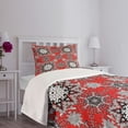 thumbnail image 5 of Ambesonne Mandala Quilted Bedspread Set 2 Pcs, Lace Seem Floral Swirls, Twin Size, Scarlet White, 5 of 6