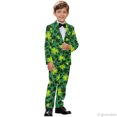 thumbnail image 4 of Whosucclay Shamrock Leopard Print Elastic Waistband Boys Suits, 2 Piece Kids Suits Comfortable For All Day Wear Polyester Fabric Boys Suit Set for Photograph Church, 4 of 10