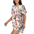 thumbnail image 2 of Wukai Watercolor Floral With Butterflies Print Women's Pajama Set - Short-Sleeve Top and Shorts with Elastic Waistband and Pockets for Loungewear, Yoga, and Casual Wear-Large, 2 of 8