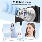 4K 64MP Compact Video Camera 12X Optical Zoom WiFi 32GB Card LED Fill Light Digital Camera