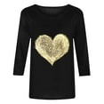 thumbnail image 4 of Plus Size 3/4 Sleeve Shirts for Women Valentines Day Tshirts Cute Glitter Heart Tunic Basic Tee Top, 4 of 5