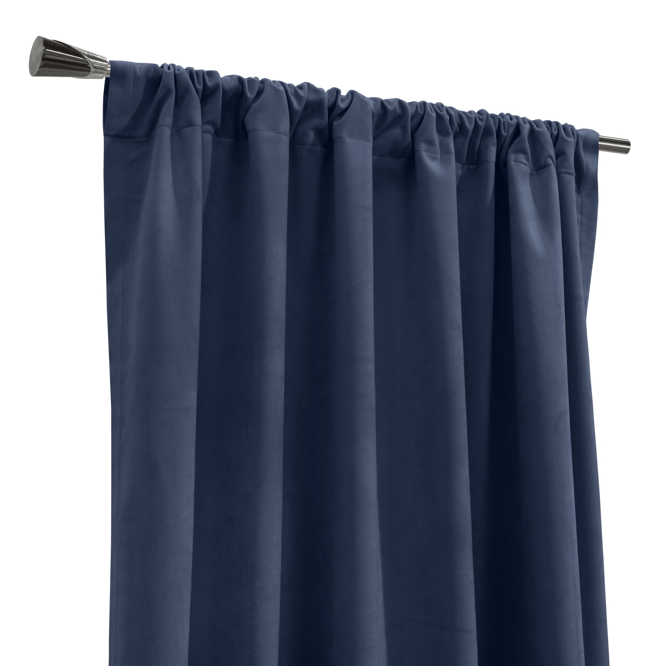 Savannah Room Darkening Velvet Dual Header Curtain Panel 50" x 84" in Dark Blue
