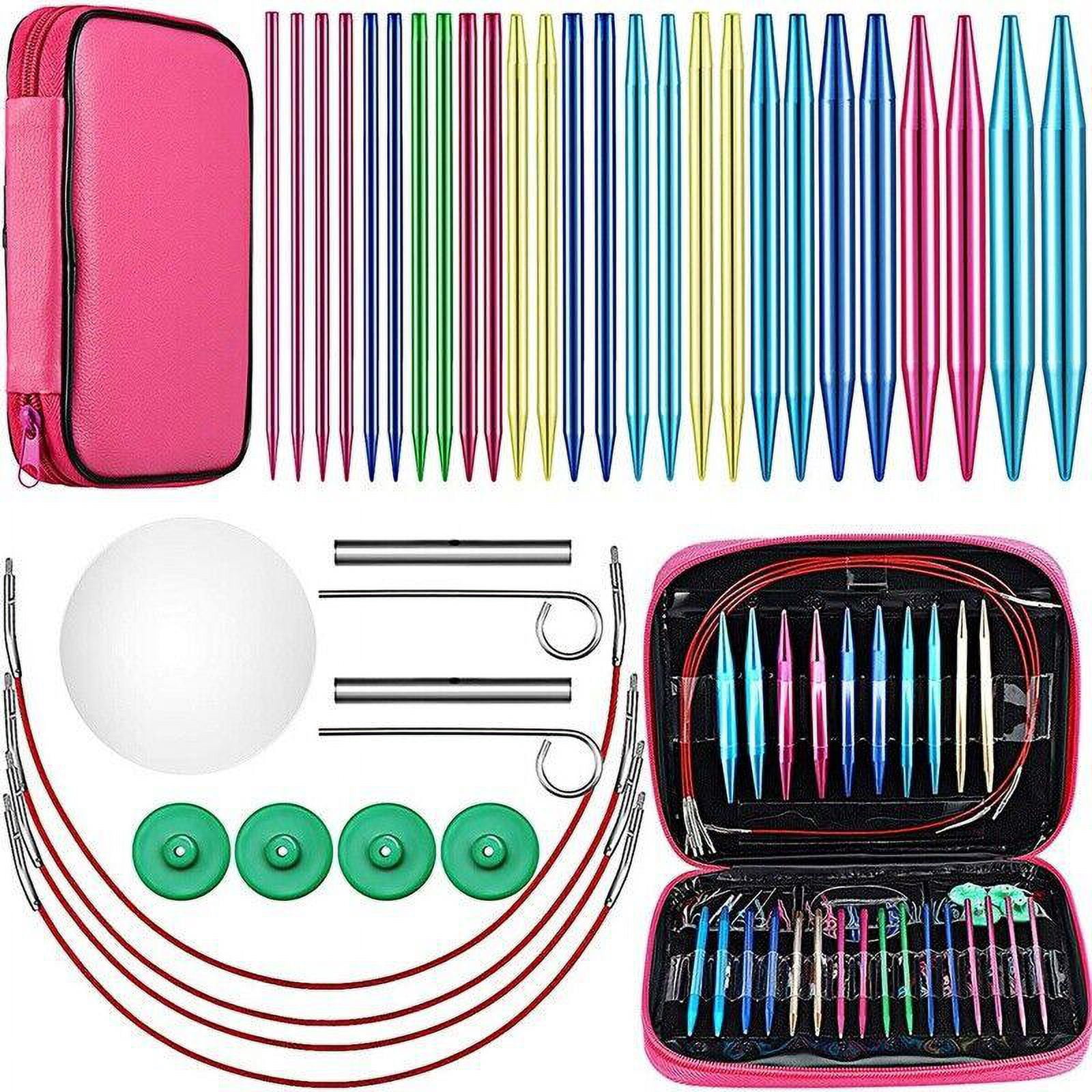 13 Sizes Aluminum Circular Knitting Needles Set Interchangeable Crochet Hooks