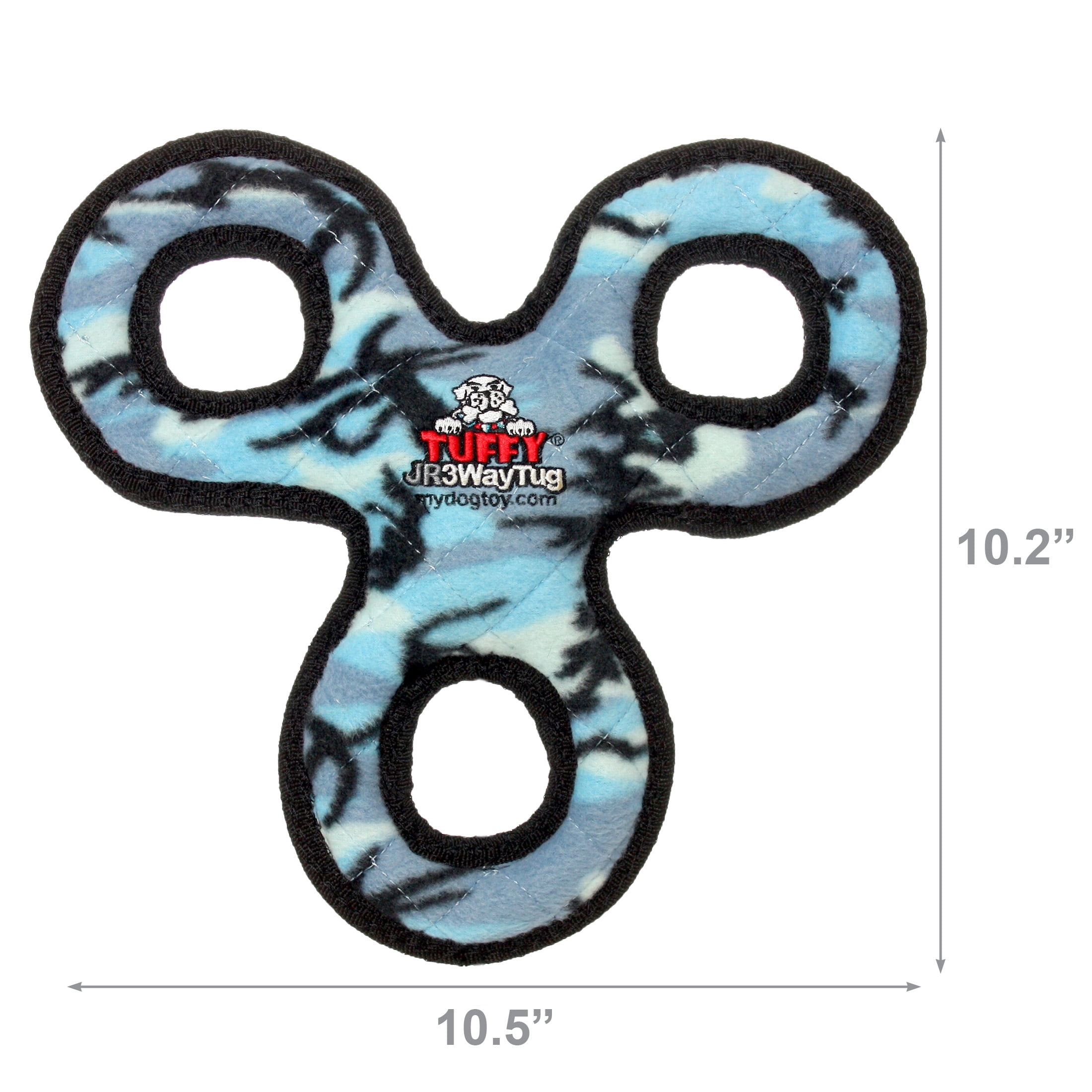 Tuffy Junior 3WayTug Camo Blue Durable Plush Dog Toy