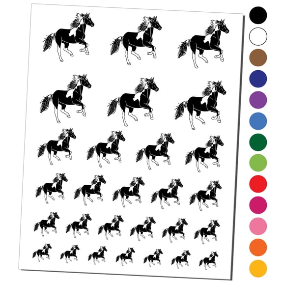 Running American Paint Horse Water Resistant Temporary Tattoo Set Fake Body Art Collection - Purple