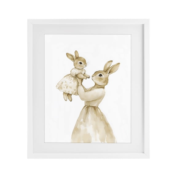Stupell Industries Tender Mama Rabbit White Framed Print Under Glass, design by Arlington Prints