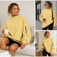 thumbnail image 4 of GZWYHT Mock Neck Sweatshirt Women Cowl Neck Tops Pullover Sweaters for Women Fall Sweatshirts for Women High Neck Sweatshirt Plain Mock Neck Sweatshirt Hiking Clothes for Women Yellow S, 4 of 9