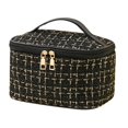 thumbnail image 2 of LHNFT Travel Makeup Bag, Square Cosmetic Case with Handle, Black Plaid Makeup Bag, Travel Skincare Bag, Travel Essentials, Gifts for Women, 2 of 6