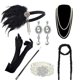 thumbnail image 1 of DRESHOW Accesorios de los años 20 Conjuntos Disfraz Gatsby Diadema de Plumas Pendientes Guantes, 1 of 1