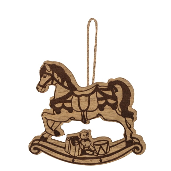Brown Wood Rocking Horse Cut Out Christmas Ornament, by Holiday Time