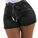 thumbnail image 5 of Pantalones cortos de mezclilla para mujer Pantalones cortos ajustados Pantalones calientes de cintura alta Elástico lavado, Negro, M kenally AP1049-08B, 5 of 7