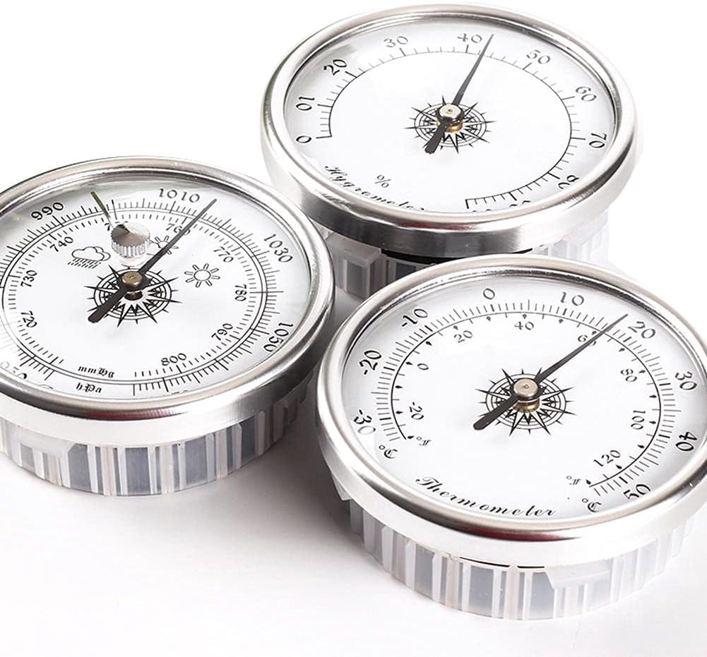 Barometer,72 mm Metal Alloy Wall Hanging baromete,3pcs/Set Weather Station,Barometer Hygrometer Temperature