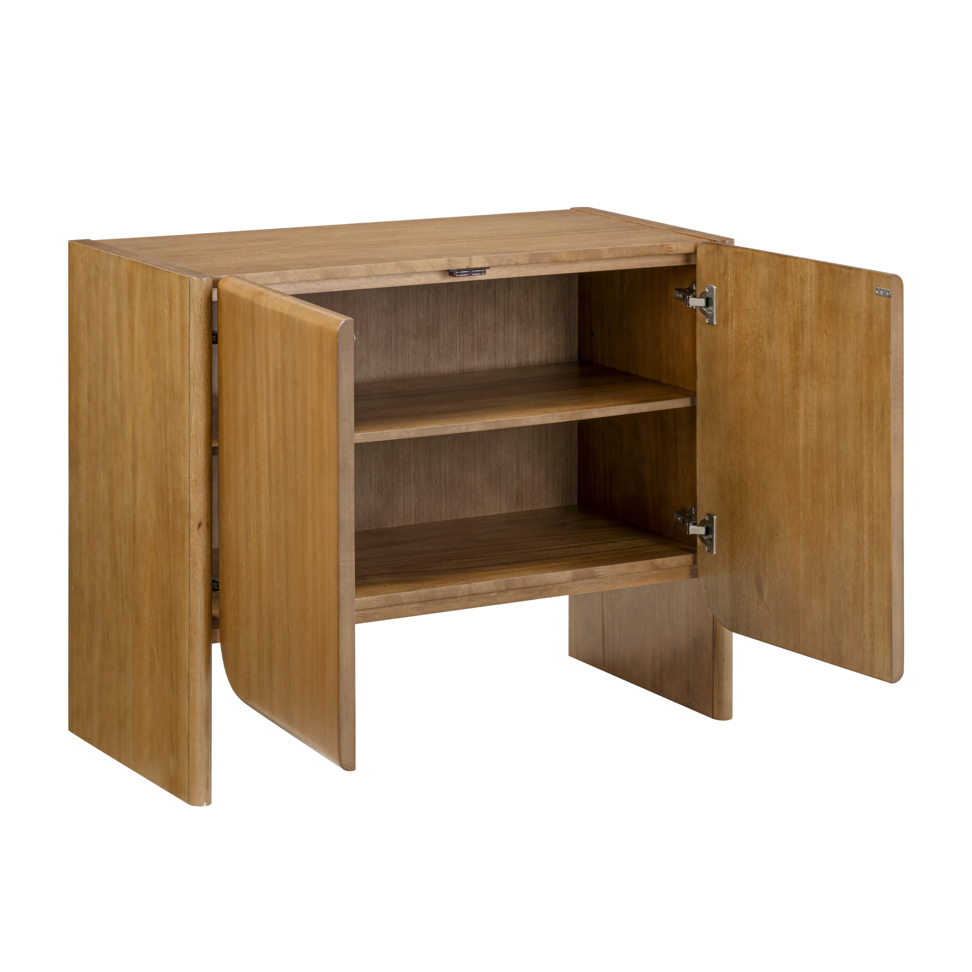 Nathan James Jacala Mid Century Modern Entryway Storage Cabinet with Doors, Living Room Accent Cabinet with Wood Frame, Light Brown