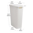 thumbnail image 3 of 40L Slim Laundry Hamper, Clothes Basket, Lid, Wicker Design, Plastic, 18"L x 10.4"W x 23.5"H, White, 3 of 6