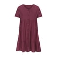 thumbnail image 7 of Kmdttou Women's Short Sleeve Loose Plain Dresses Women Short Sleeved Button Up T-shirt Casual Loose Solid Color Dress, 7 of 7