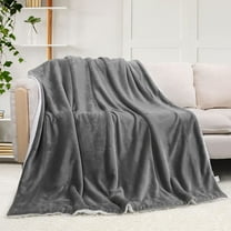 Sherpa Fleece Throw Blankets for Winter Super Soft Flannel Wool Like Reversible Velvet Plush Couch Blanket Lightweight(Silver Grey Throw Size 50"x60")