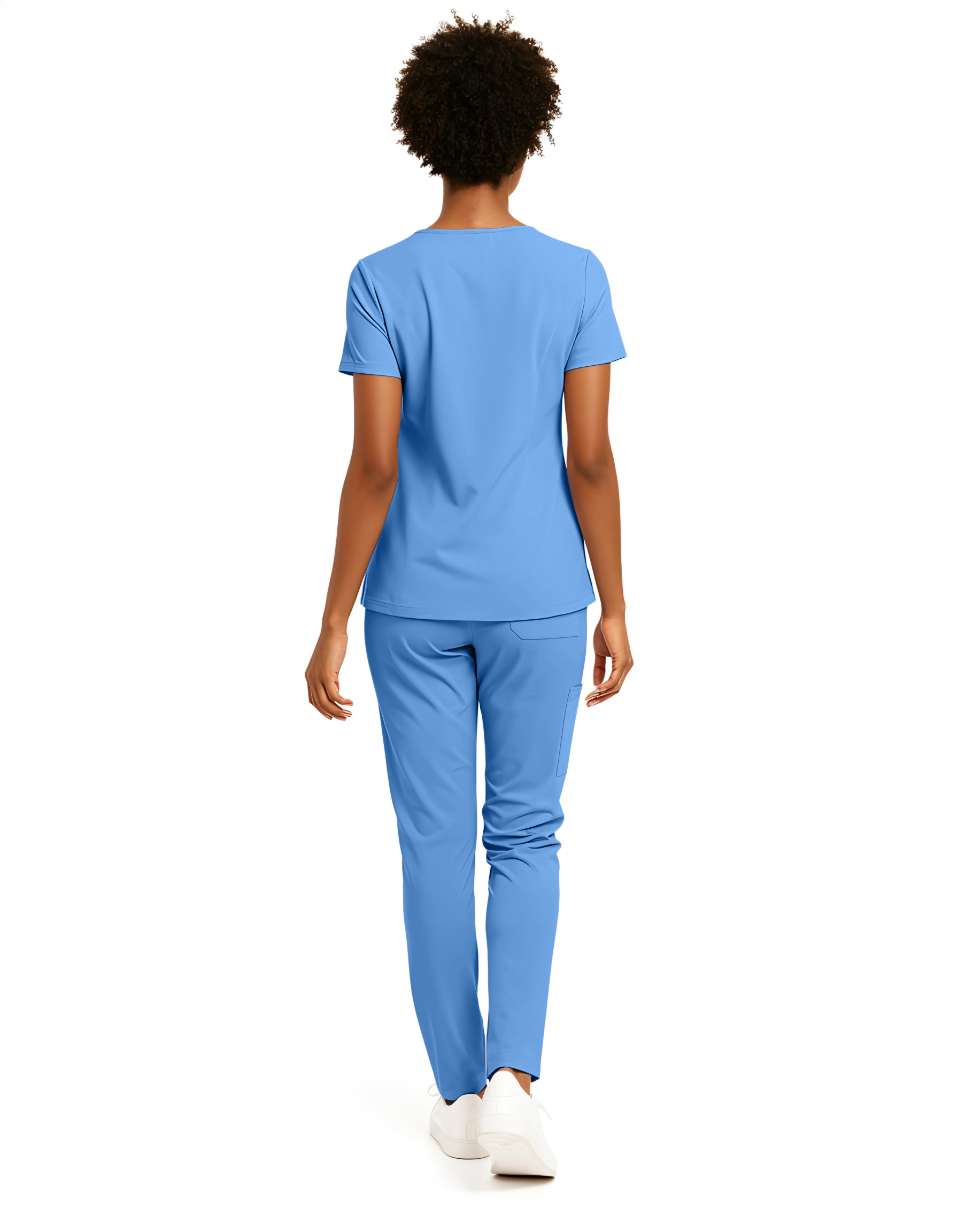 Hey Collection Women’s 5-Pocket Anti-Wrinkle Medical Scrub Set – V-Neck Top & Straight Leg Pants, Comfortable Flexible Nursing Uniforms