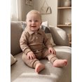 thumbnail image 4 of RUINIXCW Baby Boy Fall Outfit Jacquard Long Sleeve Lapel Romper Pants 2 Pcs Set, 4 of 8