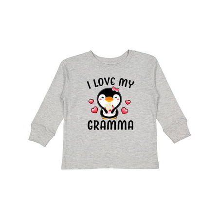 

Inktastic I Love My Gramma with Cute Penguin and Hearts Gift Toddler Toddler Girl Long Sleeve T-Shirt