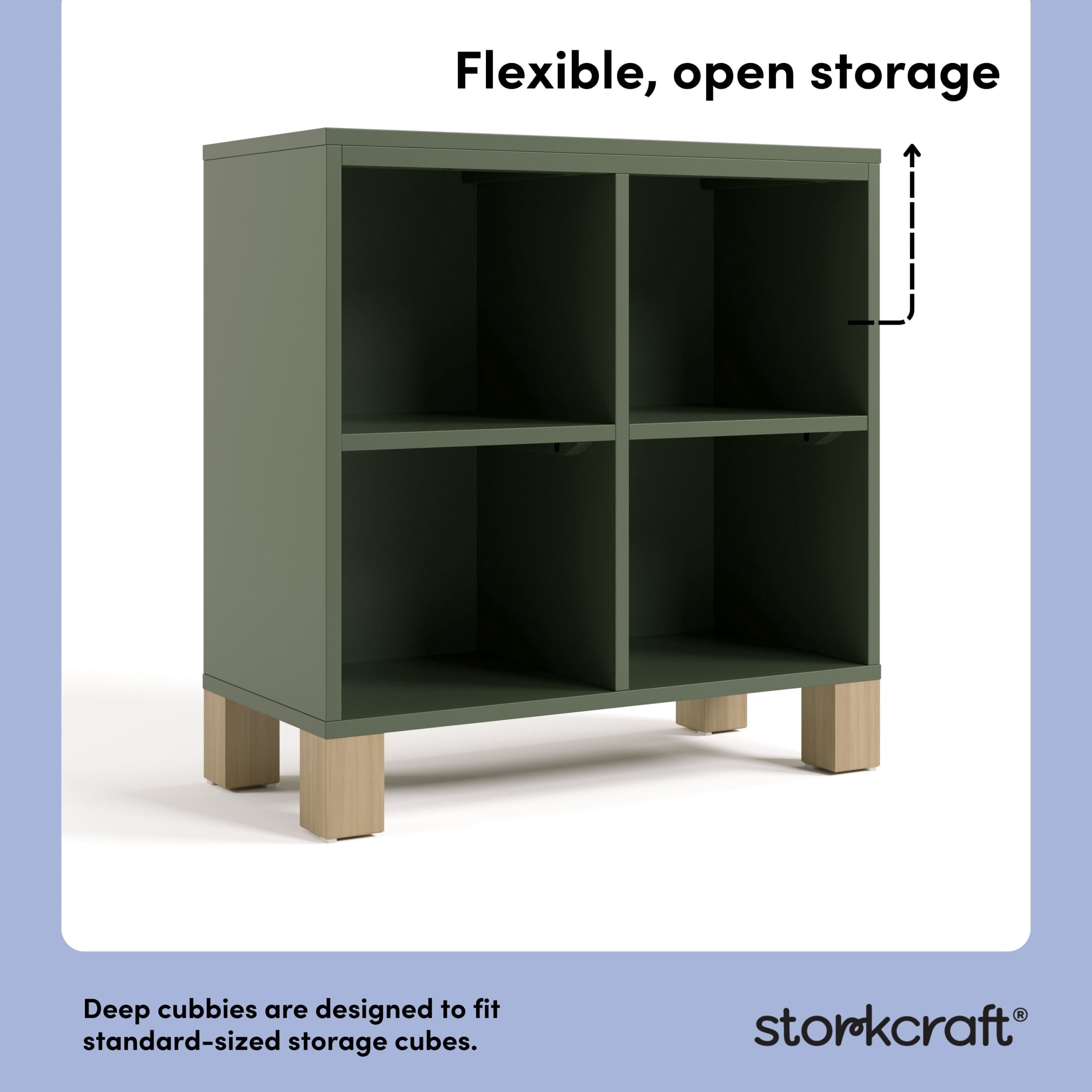 Storkcraft California Cube Organizer Bookcase, Olive and Driftwood