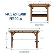 Backyard Discovery Ashland 14x10 Cedar Wood Outdoor Pergola Kit, Trellis Roof, Bar Top