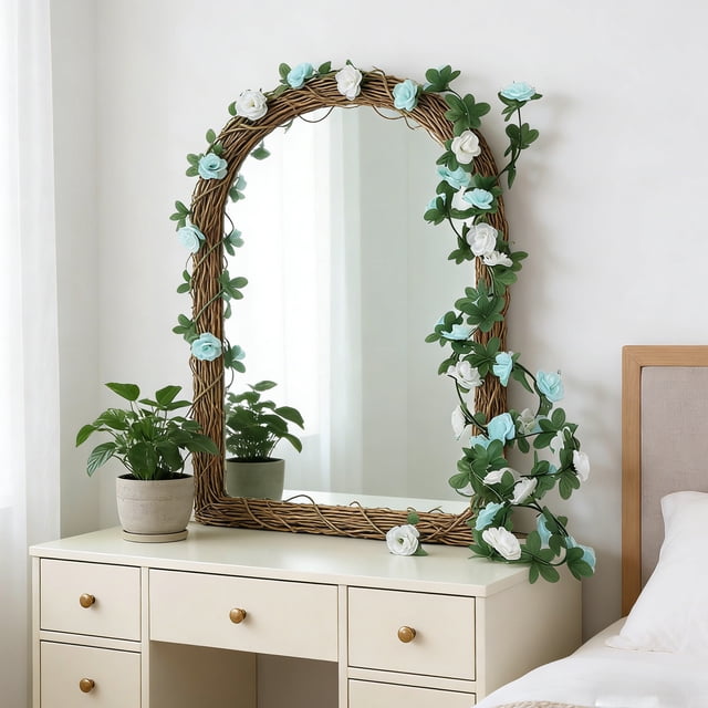CaiYueKe Artificial Flower Garland Wall Hanging Silk Floral Vine Decor for Home Wedding Party Decoration Fake Plants Greenery Hanging Decorations Indoor Outdoor Aesthetic Room Decor Boho Home Decor