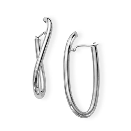 Oblong Hoop Earrings in Sterling Silver