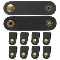 Uxcell Leather Cord Organizer Cable Straps, 10Pcs 8x2cm Cable Leather Clips USB Earphone Cord Management, Black