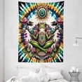 thumbnail image 2 of Ambesonne Trippy Tapestry Wall Hanging, Psychedelic Frog Esoteric, 60"x80", Lime Green Apricot Teal, 2 of 3