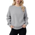 thumbnail image 4 of vigerkar Womens Oversized Long Sleeve Crewneck Fall Sweaters Chunky Knit Pullover Clothes Trendy Outfits (Grey, 3XL), 4 of 6