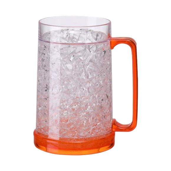 Freezer Beer Mugs,Beer Mugs with Gel Freezer 16 oz,Double Wall Gel Frosty Freeze r Ice Mug,Plastic BeerMugs with Handles,for Parties and Gifts