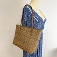 thumbnail image 7 of Coach Womens Outline Signature Zip Tote (Khaki Saddle2), 7 of 7