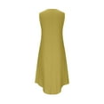 thumbnail image 4 of SMihono Loose Fit Dress for Women Fall Summer Sleeveless Crew Neck Linen Maxi Long Basic High Low Dress Women 2025 Yellow S, 4 of 7